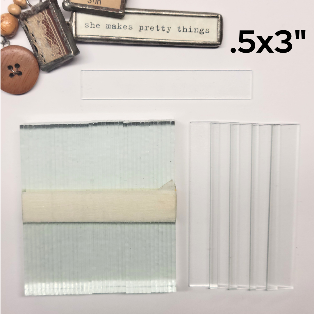 1/2"x3" Rectangles Clear Flat Glass (.5 inch x 3 inch) | 10/30/100 Packs